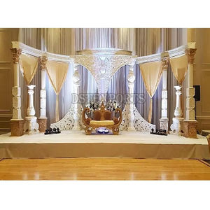 Configuración de escenario blanco con tema de Rajwada de estilo moderno para bodas hindúes, gran boda india, decoración FRP - Product Image 6