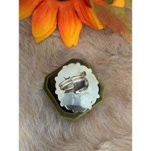 Navajo Handmade White Buffalo Sterling <b>Silver</b> <b>Adjustable</b> Cluster <b>Ring</b> - Product Image 5