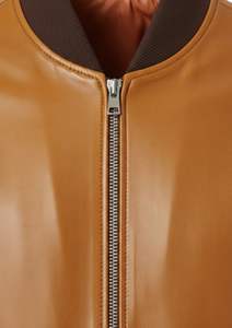 OEM Mens PU Leather Bomber Jacket Solid Color, Front Zipper Closure, Streetwear Jacket - Product Image 2