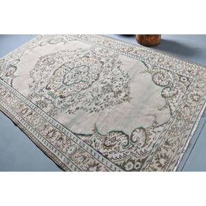 Tapis turc Vintage Beige bleu tapis plat 6 'X 9' motif patchwork pour décorations de salon laine matériel Latex - Product Image 4