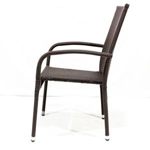 Chaise de salle à manger d'extérieur en rotin PE Comehome, empilable, avec cadre en métal, accoudoirs - Product Image 6