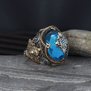 Azuris High Quality Ottoman Style 925 Sterling Silver Men's <b>Ring</b> with Natural Black Stone Turkish Made Model VALKH1612 - Product Image 4