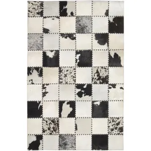 Patchwork Handmade Cowhide Black Cream Rug For Home and office Indoor And Outdoor Decoration Handmade Carpets And Rugs
