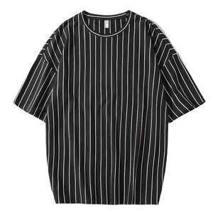 Venta al por mayor de alta calidad para hombre a rayas con cuello en V Camisetas de manga corta 100% algodón cuello redondo y/D camiseta a rayas para hombres - Product Image 2