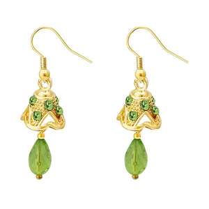 Kriaa Gold-Plated <b>Chandelier</b> Earrings with <b>Green</b> Austrian Stone 1313706E Fashion Jhumki Style - Product Image 1