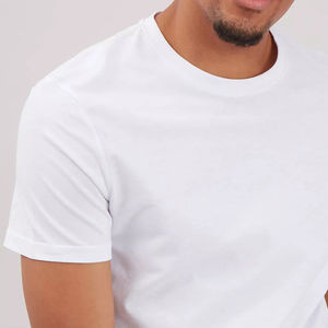 Venta al por mayor de alta calidad de punto 100% algodón en blanco gráfico personalizado impreso liso hombres camiseta Streetwear de alta calidad - Product Image 2