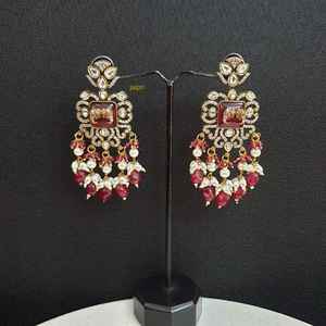 Kundan AD Fusion Ruby Red Fashion Boucles d'oreilles - Product Image 3