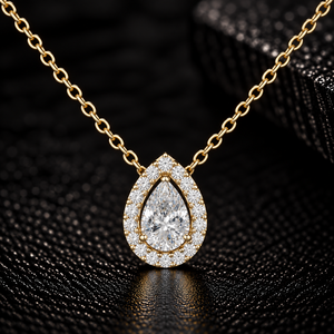 จี้เพชรทรงลูกแพร์เพาะเลี้ยงในห้องปฏิบัติการ ทองคำแท้ 14K ชุบโรเดียม สร้อยคอทรงลูกแพร์ประดับเพชร 0.85 กะรัต E VVS เครื่องประดับชั้นดี SHREERAJ - Product Image 1