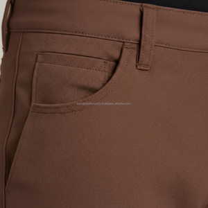 Pantalones Chinos de Lona para Hombre, Corte Slim Fit, Color Café, Cintura Media, Algodón Elástico de Alta Calidad - Product Image 5