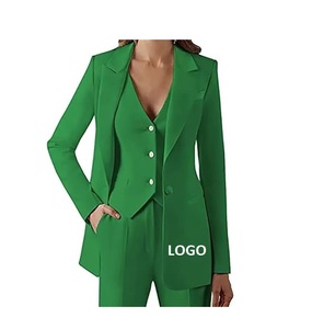 ชุดสูทเบลเซอร์ระบายอากาศได้3ชิ้นของผู้หญิงชุดสูทสำหรับงานประชุมกระดุมเม็ดเดียวแขนยาว - Product Image 4