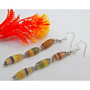 925เงินสเตอร์ลิงต่างหูลูกปัดฟลูออไรต์สำหรับเป็นของขวัญประจำวันเครื่องประดับอัญมณีสำหรับเธอ-E0051-GS แฟชั่น - Product Image 4