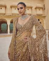 Bollywood Designer Party Wear Blouse Saree en filet mono de qualité lourde avec vente en gros de travaux de broderie à paillettes lourdes de 5mm d'Inde