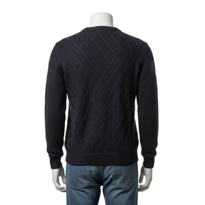 Pull en maille gaufré pour homme pour le printemps, mélange de coton acrylique doux, léger, texturé, pull décontracté, vêtements de mode - Product Image 4