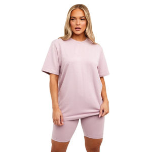 ชุดเสื้อยืดสั้นสองชิ้นลำลองสำหรับผู้หญิงชุดเสื้อและกางเกงขาสั้นชุดลำลองคอกลมสำหรับฤดูร้อนใหม่ - Product Image 1