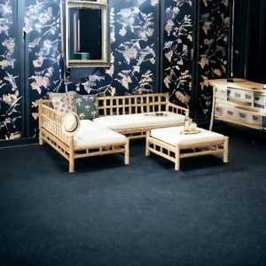 Royal Design Cómodo sofá de ratán para sala de estar Conjunto de sofá de bambú para exteriores Muebles de bambú Salón de jardín Juego de sofá para sala de estar - Product Image 4