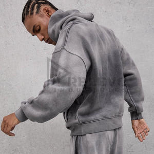 ชุดวอร์มผ้าฝ้าย100% โอเวอร์ไซส์ของผู้ชายชุดวอร์มซักด้วยกรดชุดวอร์มฤดูหนาว - Product Image 4