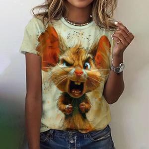 Camisetas divertidas con gráfico de animales para mujer, camiseta informal de manga corta para mujer, de gran tamaño a la moda ropa femenina Kawaii, camisetas de verano para mujer - Product Image 1