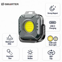 Porte-clés magnétique en alliage d'aluminium avec clip carré, lampe de travail COB LED rechargeable par USB C, lampe de camping