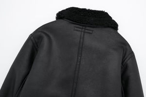 Chaqueta de cuero acolchada de algodón estampado para mujer de nuevo diseño, moda, versátil, diaria, suelta, cómoda, bolsillo con cremallera, larga - Product Image 6