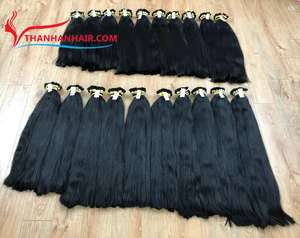 Extensions de cheveux humains naturels de qualité supérieure, couleur noire, couleur de cheveux organique, lisses et soyeuses, en vrac, prix de gros - Product Image 3