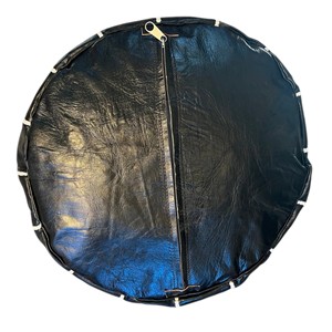 Pouf ottoman rond moderne pliable en cuir marocain, brodé à la main, coussin de sol pour salon et chambre à coucher - Product Image 3