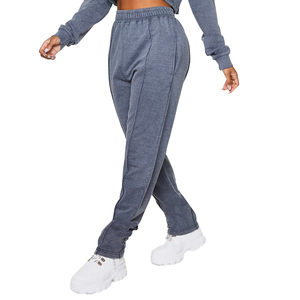 Pantalones Deportivos de Cintura Alta para Mujer, Estilo Urbano, Lavado Ácido, Cálidos, de Algodón, con Cordón Ajustable en los Tobillos, para Otoño, Entrenamiento, Yoga y Deportes - Product Image 3
