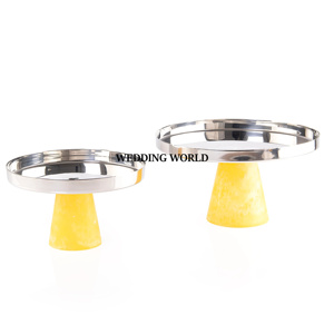 ชุดถาดช็อคโกแลตโลหะ2ชิ้นพร้อมฐานเรซินรูปร่างทรงกลมถาดช็อคโกแลตโลหะสุดหรู - Product Image 3