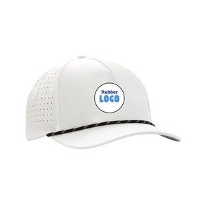 Gorras de béisbol personalizadas, sombrero deportivo con agujero cortado con láser de 5 paneles, Parche de goma de silicona con logotipo, Etiquetas tejidas impermeables hidráulicas, Golf con cuerda - Product Image 2