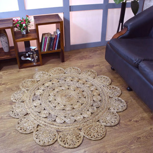 Mignon tapis en forme de fleur tapis jonc de mer tissé naturel de haute qualité tapis de sol bébé enfants chambre décor personnalisé avec logo - Product Image 5