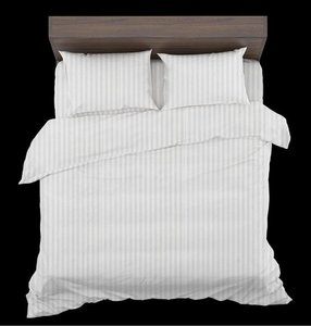 ชุดเครื่องนอนลายทางสีขาวนุ่มหรูหรา180X254cm ผ้าซาติน TC 300CM - Product Image 1