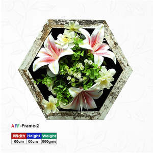 Hexagonal Wooden Artificial Flower Wall Frame 30x30 cm (AFF-Frame-2) - Product Image 1