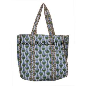 Sacs fourre-tout en coton matelassé vintage de grande taille, sacs fourre-tout en coton personnalisés à la mode, sacs de voyage pour femmes, sacs à main à imprimé floral, sac à bandoulière - Product Image 1