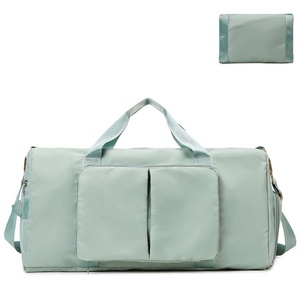 Bolsas de viaje de lona con logotipo personalizado de talla M con compartimento para zapatos, bolsa de fin de semana, bolsa de gimnasio de lona deportiva para entrenamiento para hombre - Product Image 6