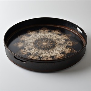 Plato de Presentación de Hierro Blanco Antiguo con Acabado Mate en Color Marfil y Tonos Suaves de Oro, Diseño Art Deco Ligero para un Estilo Vintage Real - Product Image 3