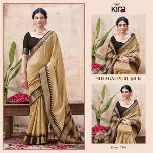 Métier à tisser en soie Bhagalpuri de qualité supérieure avec tissage Gadwal Border Saree disponible au tarif de gros pour des tenues de fête - Product Image 4