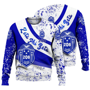 Sudadera con Cuello Redondo de la Hermandad Zeta Phi Beta para Mujer, Azul 1920, Letra Griega Bordada - Product Image 3