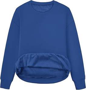 เสื้อสเวตเตอร์คอกลมสำหรับผู้หญิงแบบคลาสสิกหลากสี100% ตามสั่ง100% ขนแกะผ้าฝ้าย280 GSM - Product Image 1