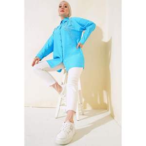 Chemise d'écorce d'arbre ornée de pierres Bleu - Product Image 2