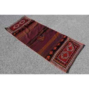 Tapis turc vintage, tapis de 2,8 x 6,8 pieds, tapis oriental en laine rouge - Product Image 2