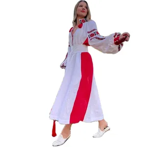 Лидер продаж, Цветочная вышивка, шары, длинный рукав, длина до пола, цыганская женская элегантная праздничная одежда, Украинская