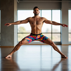 กางเกงขาสั้นผ้าพิมพ์ลายสำหรับนักขี่จักรยานสำหรับผู้ชายกางเกงขาสั้นสำหรับใส่เล่นโยคะฟิตเนส - Product Image 5