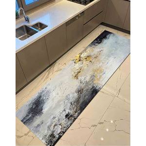 Tapis imprimé gris et or - Lavable en machine, Décoration intérieure, Tapis en velours - Product Image 4