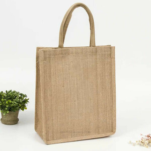 Eco-Friendly Jute Tote <b>Shopping</b> Handbag Durable with Two Handles Hot Sale for DIY Burlap Bags-Decorated with Chains Beading - Product Image 3