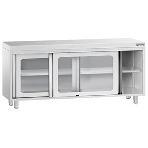 Armoire de sol en acier inoxydable PREMIUM - 1800x600mm - avec portes coulissantes en verre - Product Image 4