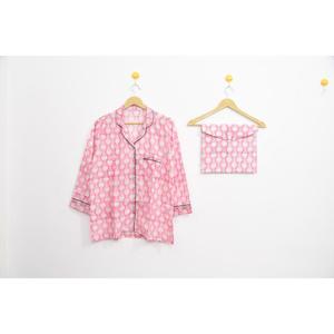 Conjunto de Pijama de Algodón con Diseño Floral Moderno, Estampado a Mano, Ropa de Dormir Ligera para Mujer, Conjunto para Estar en Casa en Verano - Product Image 5