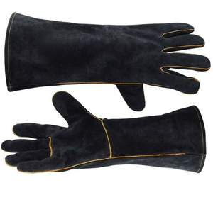 Gants de soudage en cuir de vachette fendu, longs, en cuir de vachette véritable, gants de sécurité, protection au travail, soudage industriel - Product Image 2