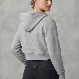Hoodies courts pour femmes, sweat-shirts oversize personnalisés à manches longues, streetwear tendance, hauts à capuche, vêtements en gros - Product Image 6