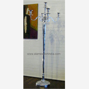 Luxury Modern Designer 200 cm Tall Aisle Crystal Candelabra Polished Aluminium Metal Finish <b>Candle</b> <b>Stand</b> for Wedding Home - Product Image 6