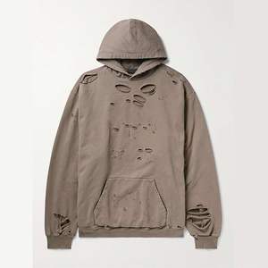 Sudadera con Capucha Vintage de 350 g/m², Lavado Ácido, Corte Desgastado, 100% Algodón, para Hombre, Verano - Product Image 1