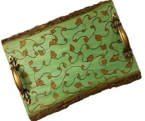 Plateau de service en bois naturel imprimé émail pour la maison et le bureau - Product Image 2